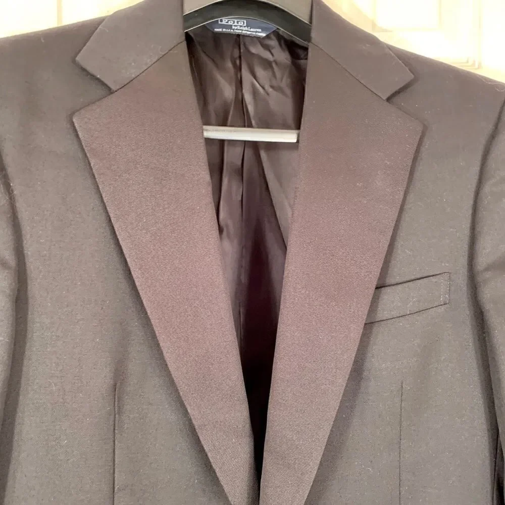 BLACK TUXEDO POLO by RALPH LAUREN 100% WOOL TUXEDO JACKET 38R